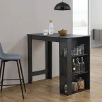 Masă de bar Danderyd 120x60x105,5 cm cu 3 rafturi, negru