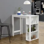 Masă de bar Danderyd 120x60x105,5 cm cu 3 rafturi, albă