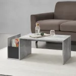 Masa de cafea Bollnäs 90x45x35 cm cu raft lateral, aspect beton