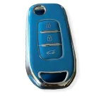 Husa cheie Renault Megane 4, Kadjar, Clio, 3 butoane, TPU gri auriu