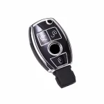 Husa cheie Mercedes Benz Smartkey 3 butoane, TPU negru cu contur silver