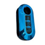 Husă TPU pentru cheie briceag Fiat 500, 3 butoane, albastră