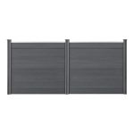 WPC Gartenzaun 165x314 cm mit Pfosten Sichtschutz Windschutz Grau neu.holz