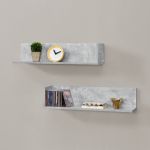 Set 2 rafturi de perete Elverum cu aspect beton, 75 cm