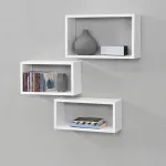 Set 3 rafturi de perete albe Mandal, design modern, en.casa