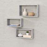 Set 3 rafturi de perete Mandal, dimensiuni diferite, aspect beton