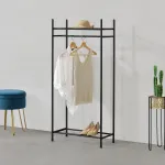 Cuier de haine metalic negru cu 2 polite, 130 cm, en.casa