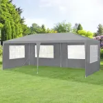 Pavilion de grădină Wedau 6x3 m gri închis, cu 6 pereți