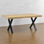 Set 2 picioare pentru masă tip X din oțel negru 69x72 cm