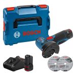 Polizor unghiular Bosch GWS 12V-76 brushless, 2x 3Ah, incarcator, L-Boxx