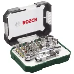Set Bosch cu 20 biți 25 mm, 4 chei tubulare, adaptor magnetic și clichet 1/4