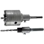 Carotă cu carbură Dedra 80 mm, adaptor SDS Plus și tijă Hex