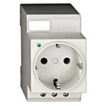 Priza Schuko pe sina DIN cu LED, 16A, 230V, pentru tablou electric