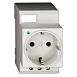 Priza Schuko pe sina DIN cu LED, 16A, 230V, pentru tablou electric