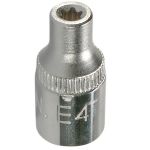 Cheie tubulară E4 cu prindere 1/4 din crom-vanadiu, 25 mm