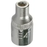 Cheie tubulară E4 cu prindere 1/4 din crom-vanadiu, 25 mm