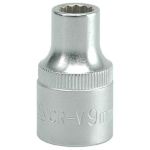 Cheie tubulară 1/4 inch, 6 puncte, 9 mm, din crom-vanadiu