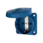 Priza Schuko cu capac IP54, 16A, 230V, montaj sigur, albastra