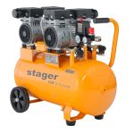 Compresor aer silentios Stager Air 27DS50, 50L, 8 bar, 270 l/min