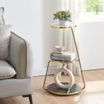 Beistelltisch Sipoo 74x46x37cm Marmoroptik Schwarz / Marmoroptik Weiß [en.casa]