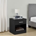 Nachttisch mit Schublade Jette 36,5x38x29,5 cm Schwarz [en.casa]