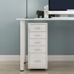 Dulap mobil de birou Kökar cu 5 sertare, 69x28x41 cm, alb mat