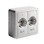 Priza telefonica modulara dubla Vimar 2xRJ11, montaj incastrat, alba