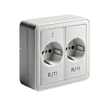 Priza telefonica modulara dubla Vimar 2xRJ11, montaj incastrat, alba