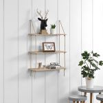 Raft suspendat de perete Arensburg, 3 polițe, 60 x 23,5 cm, aspect lemn