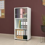 Bibliotecă albă Vara cu 3 rafturi, 108x49x30 cm, [en.casa]