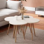 Set 4 măsuțe de cafea Højer, albe, modulare, 48 x 45 x 32 cm