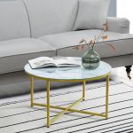 Couchtisch Uppvidinge 45x80cm Marmor, weiß / Gold [en.casa]