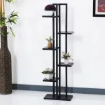 Raft pentru plante Tohmajärvi din metal, 5 polițe, 120x34x21 cm, negru