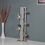 Pflanzregal Tohmajärvi Metall 120x34x21cm Weiß / Walnussoptik [en.casa]