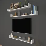 Set 3 rafturi de perete Höganäs albe 120x15x12 cm [en.casa]