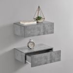 Wandregal Oslo 2er Set 46x30x15cm Beton-Optik [en.casa]