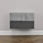 Set 2 rafturi suspendate Oslo cu sertar, beton și gri închis, 46x30x15 cm