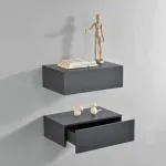 Set 2 rafturi suspendate Oslo cu sertar, 46x30x15 cm, gri inchis