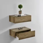 Set 2 rafturi de perete Oslo cu sertar, 46x30x15 cm, maro
