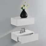 Set 2 rafturi suspendate Oslo cu sertar, 46x30x15 cm, alb mat