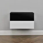 Set 2 rafturi de perete Oslo cu sertar, alb si negru lucios, 46x30x15 cm