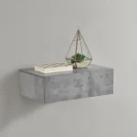Raft de perete Oslo cu sertar, aspect beton, 46x30x15 cm