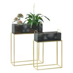 Set 2 suporturi pentru flori Jurbise din metal, auriu și negru