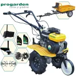 Pachet motocultor ProGARDEN Campo 703 7CP cu remorcă, pluguri și roți metalice