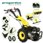 Motocultor ProGARDEN Campo U16E 14CP cu freza, bara cosire si pluguri