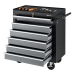 Cărucior de scule din oțel cu 7 sertare și 4 roți, negru [pro.tec]