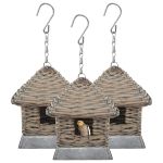 Căsuțe de păsări, 3 buc., răchită GartenMobel Dekor