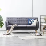 Canapea 3 locuri, tapițerie textilă, 172x70x82 cm, gri deschis GartenMobel Dekor