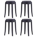 Scaune stivuibile 4 buc., negru, plastic GartenMobel Dekor