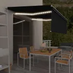 Copertină automată cu stor&senzor vânt&LED, antracit, 4,5x3 m  GartenMobel Dekor